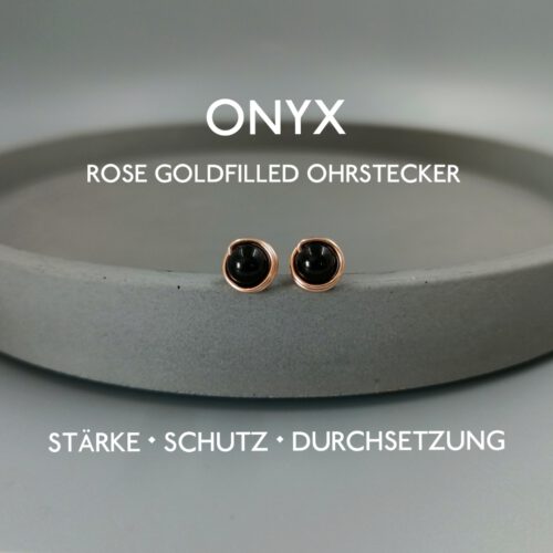 Onyx Ohrstecker Rosegoldfilled