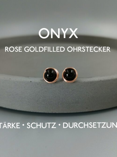 Onyx Ohrstecker Rosegoldfilled