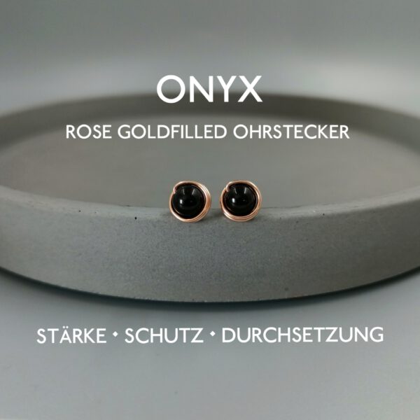 Onyx Ohrstecker Rosegoldfilled