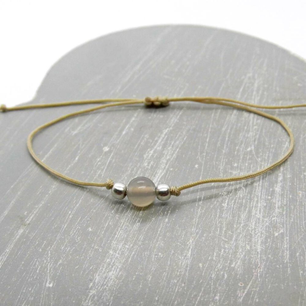 Armband grauer Achat 925 Silber