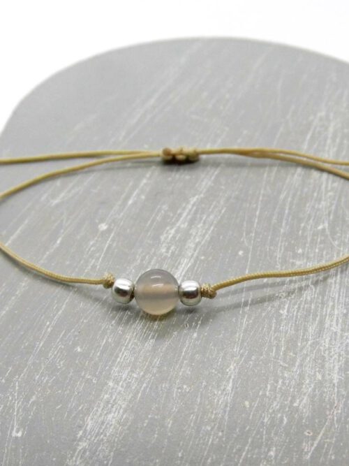 Armband grauer Achat 925 Silber