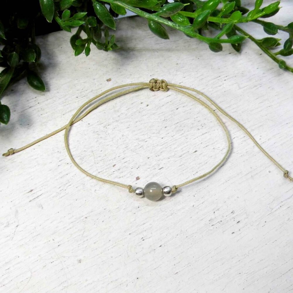 Armband grauer Achat 925 Silber