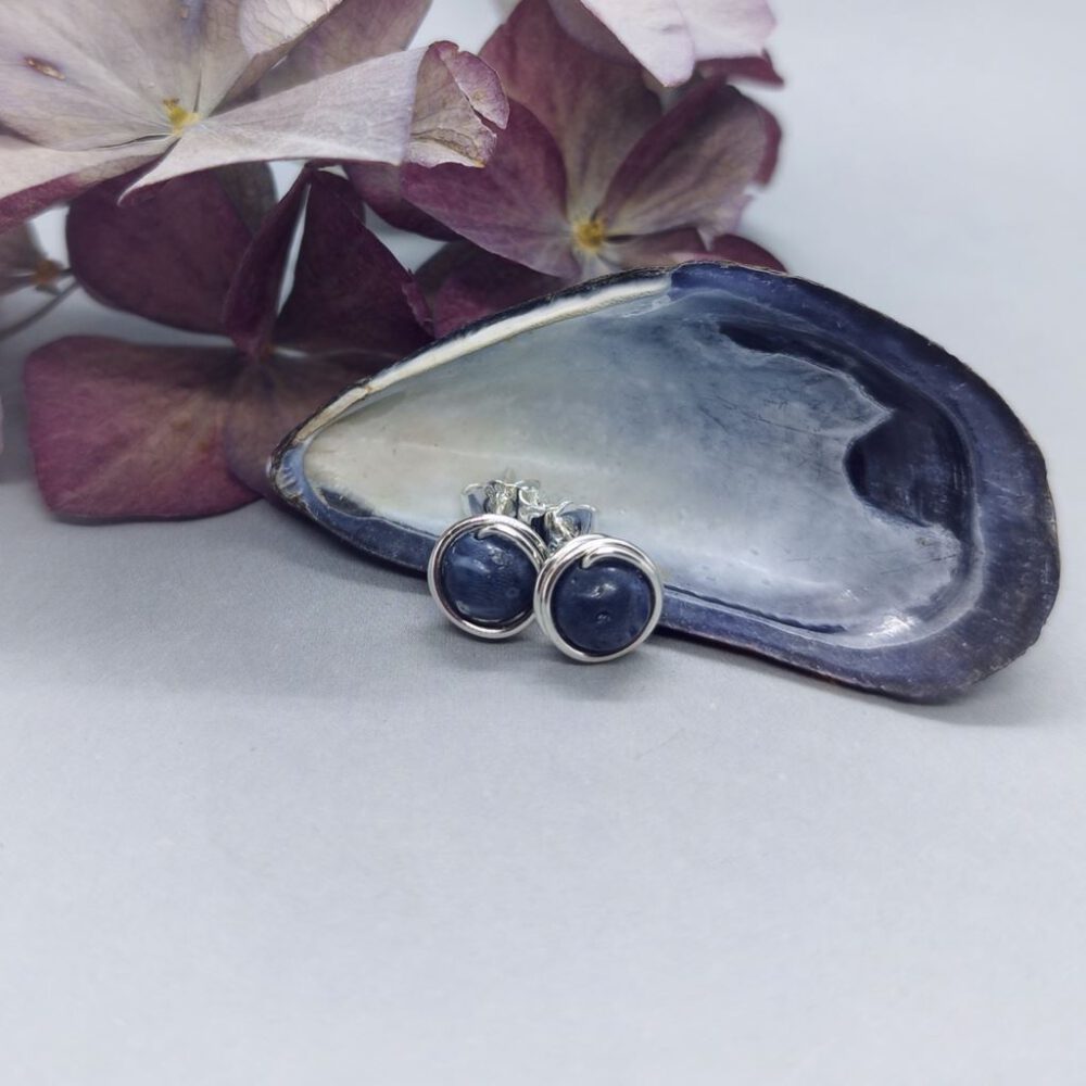 Ohrstecker blaue Koralle 935 Silber