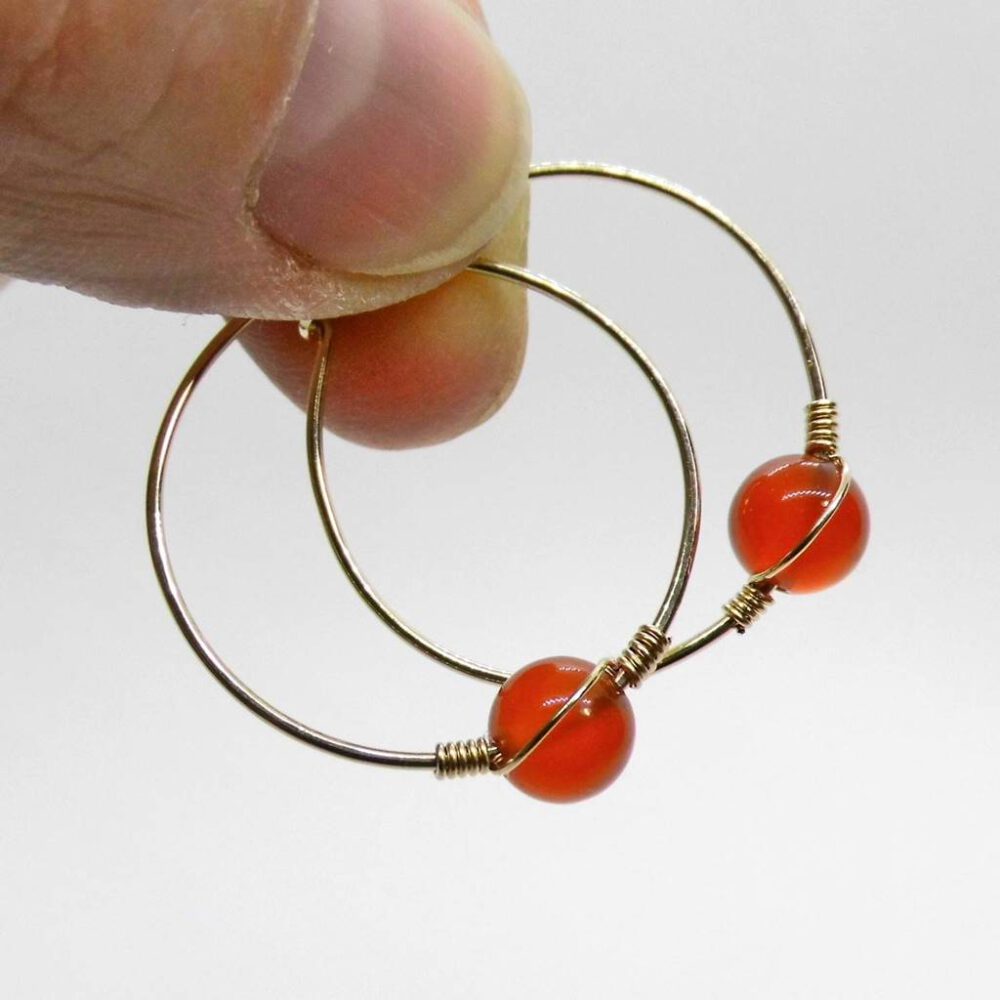 creolen-25-mm-mit-edelstein-karneol Creolen Goldfilled mit orangem Karneol