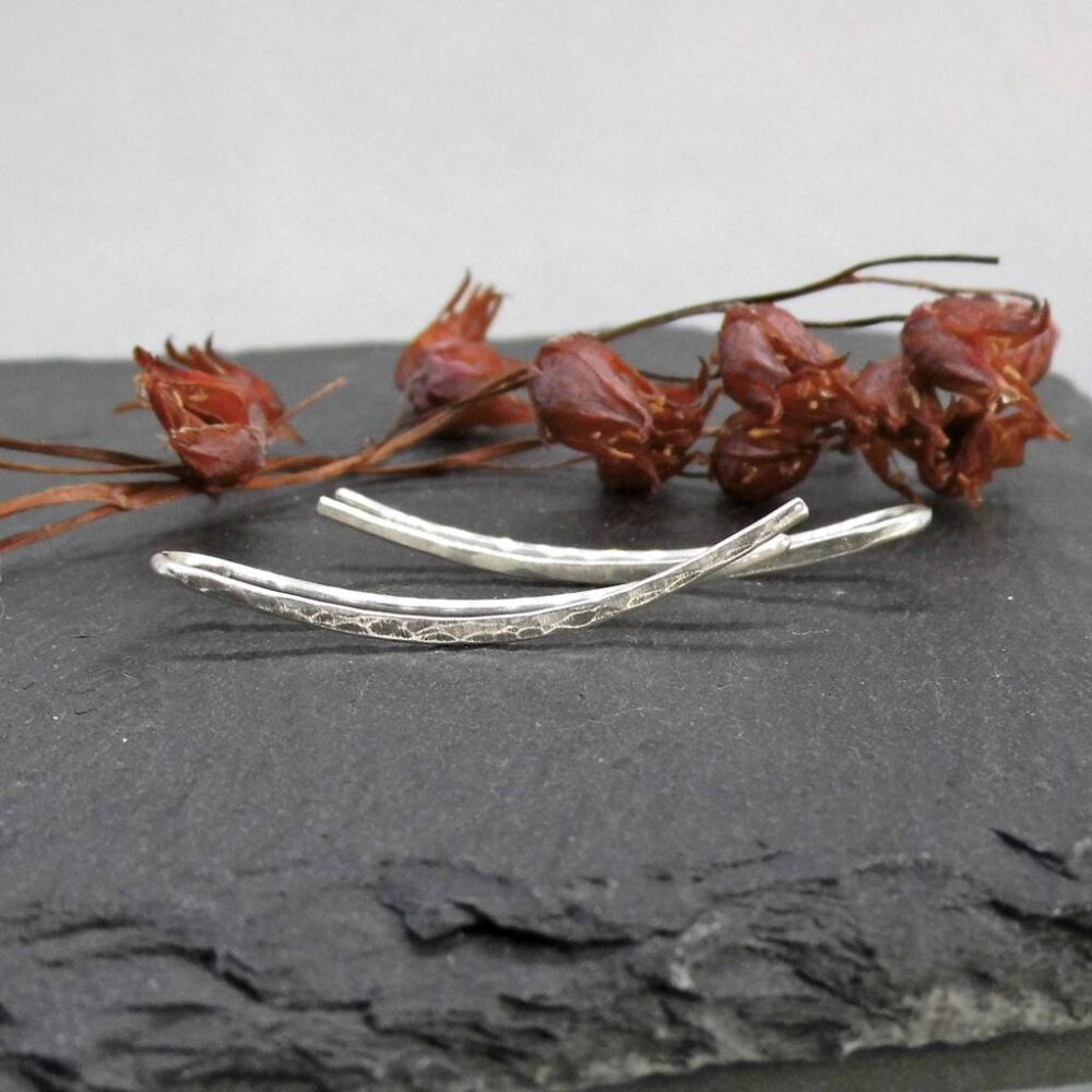 Earclimber 935 Silber gehämmert 3cm