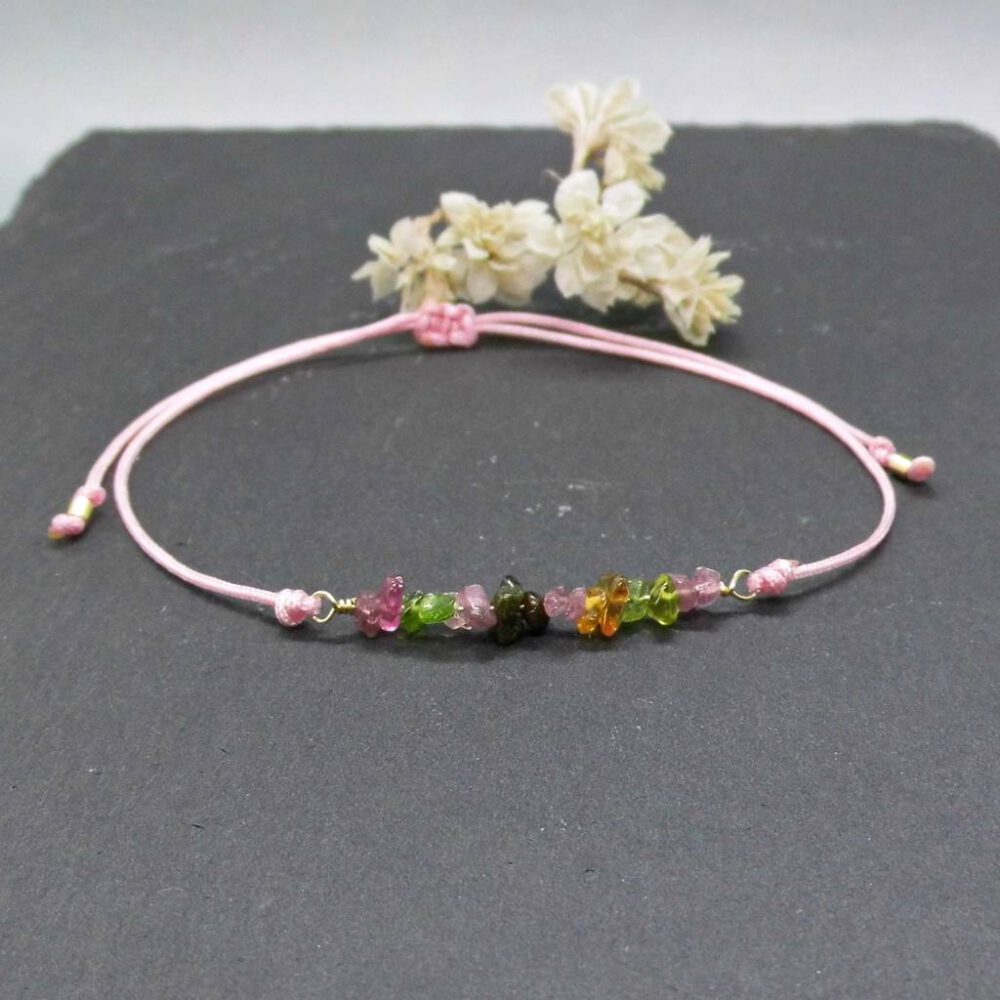 edelstein-armband-turmalin Armband Turmalin-Splitter Rose-Goldfilled
