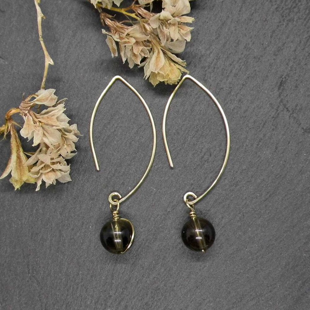 Rauchquarz Halbcreolen Goldfilled
