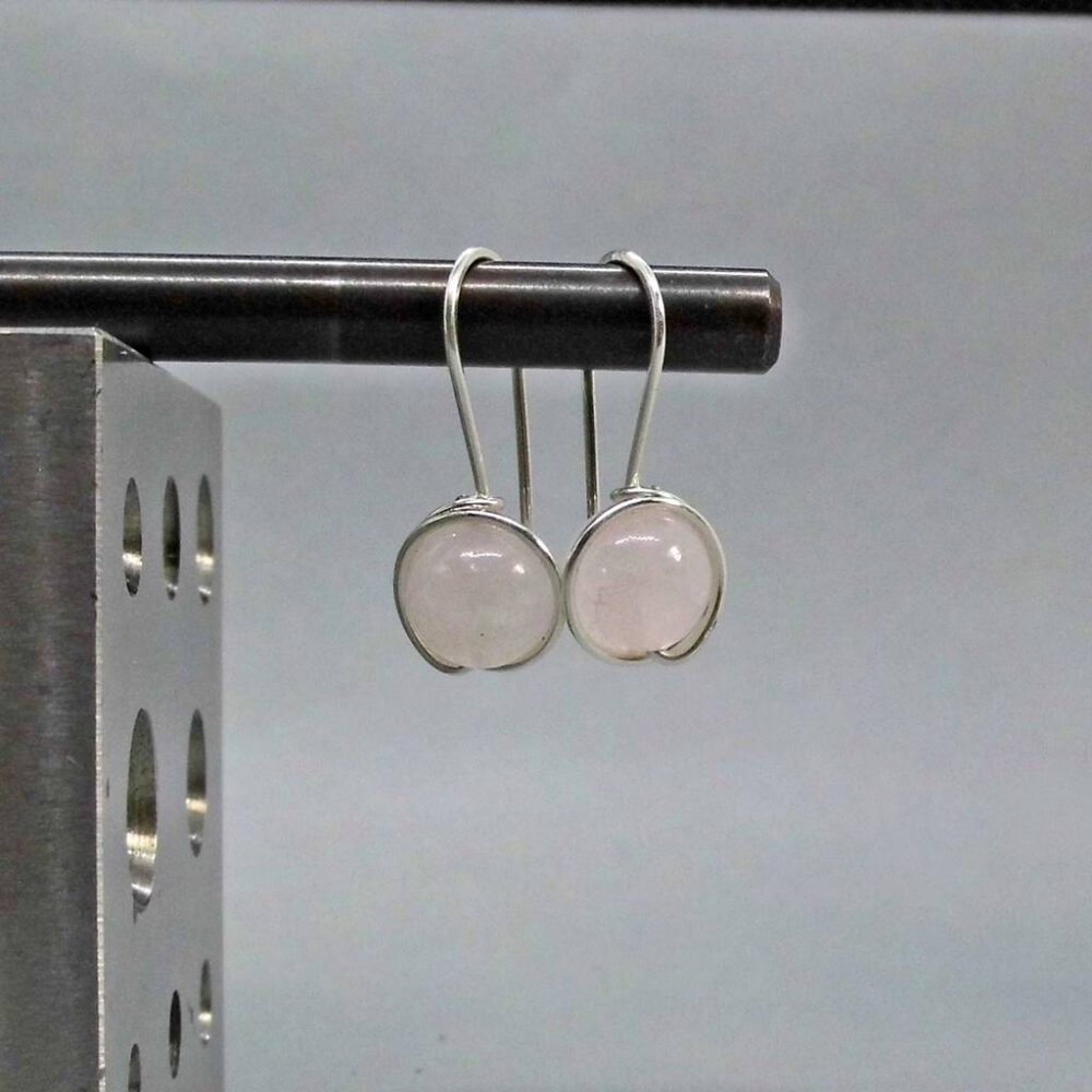 Rosenquarz Ohrringe 935 Silber