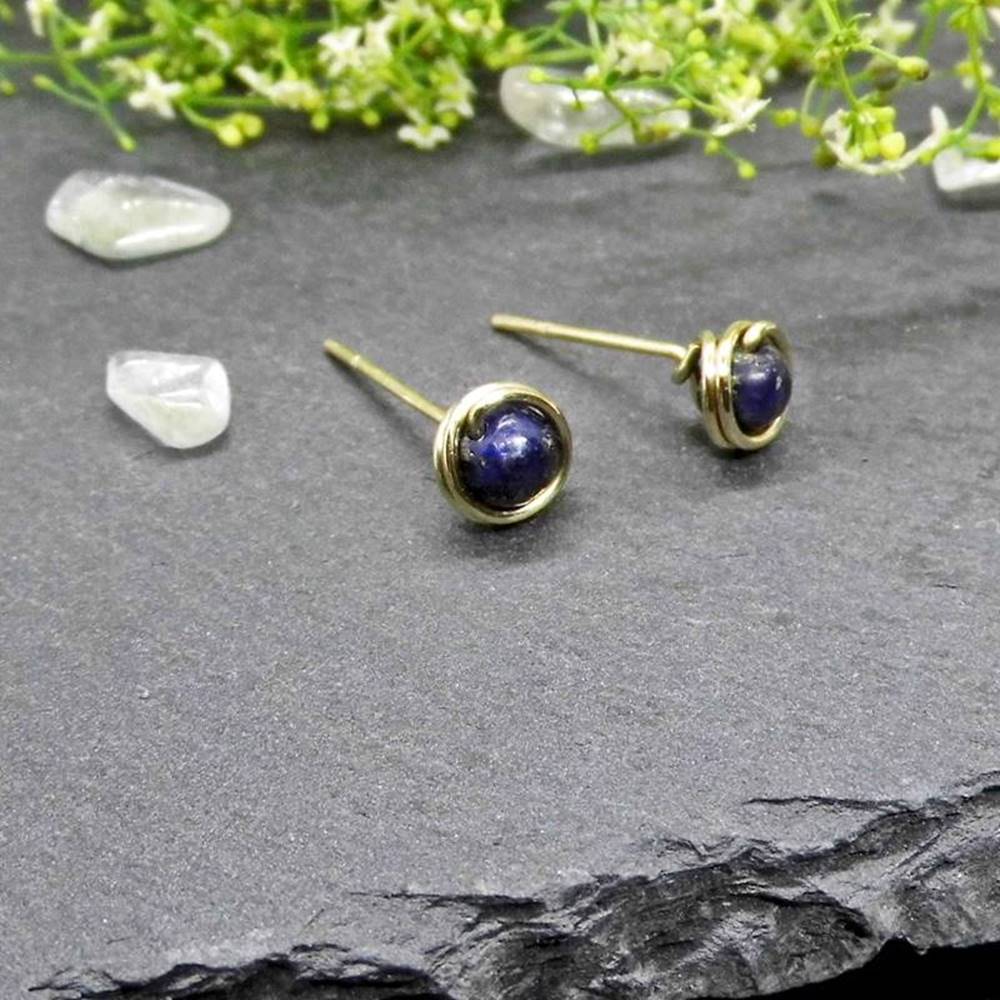 Mini Lapislazuli Ohrstecker Goldfilled
