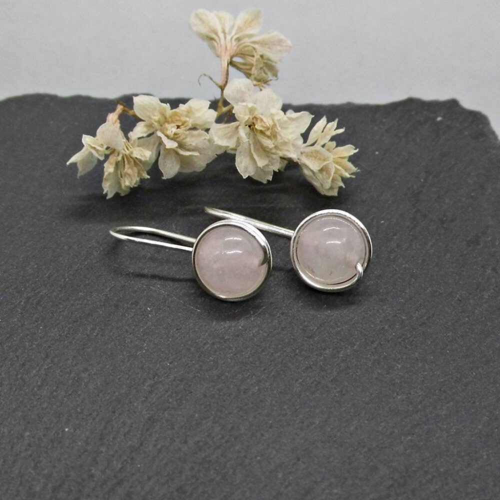 Rosenquarz Ohrringe 935 Silber