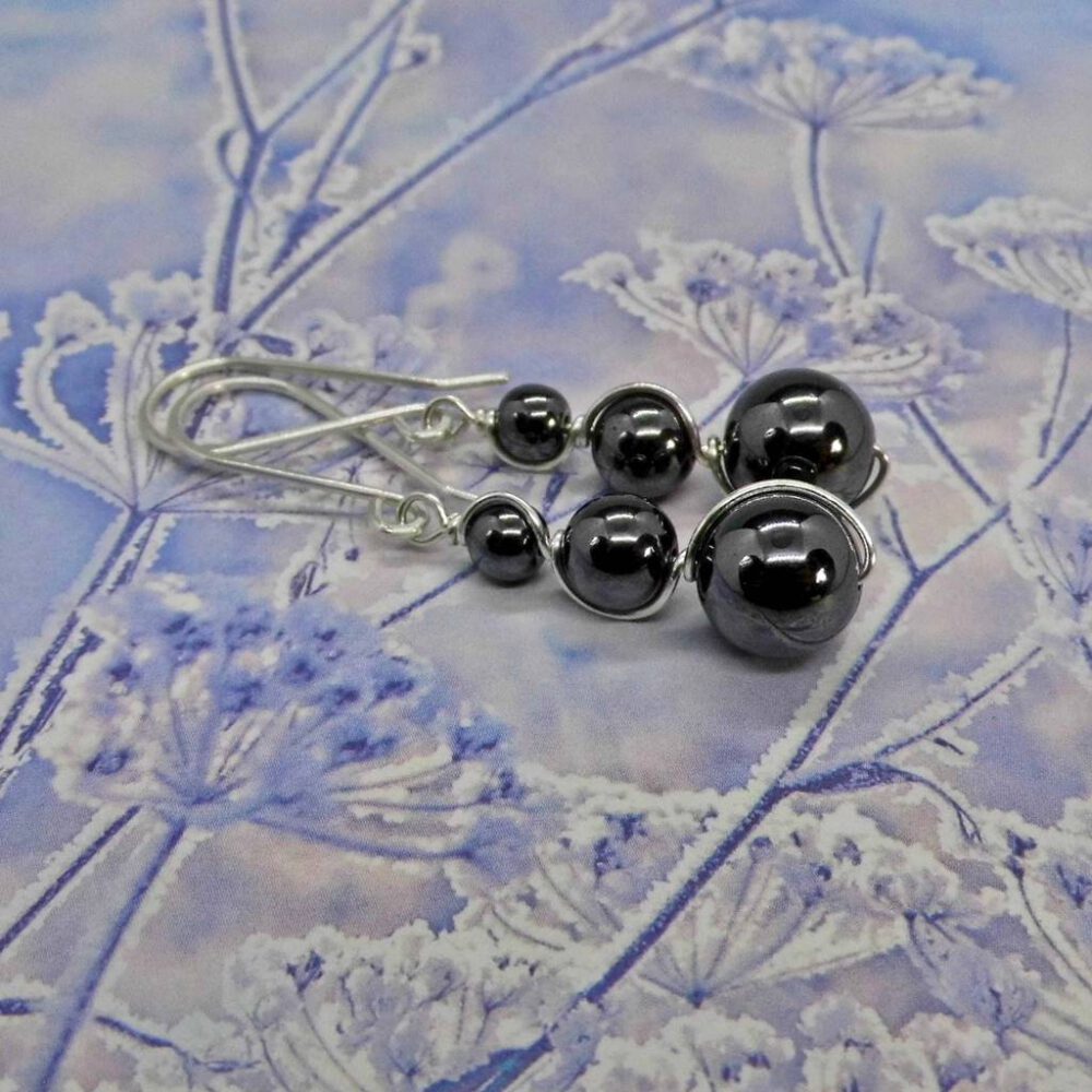 Ohrring 3-facher Hämatit 935 Silber