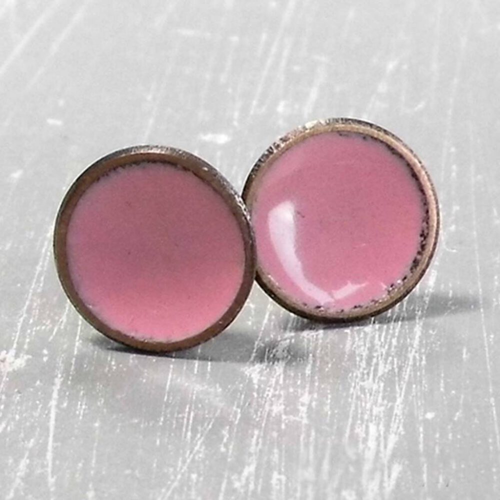 Emaillierte Ohrstecker rosa