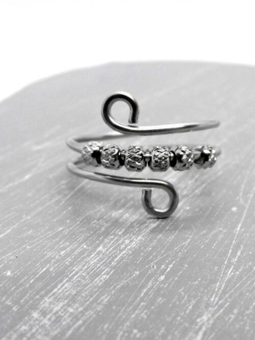 fidget-spiral-ring-edelstahl Spiral Fidget Ring Edelstahl, 6 Perlen