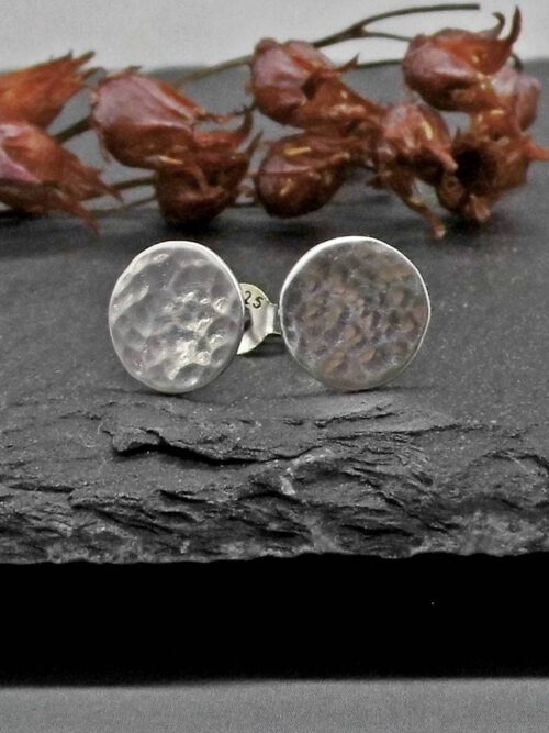 Silber Ohrstecker gehämmerte Scheiben