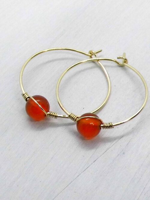 Creolen Goldfilled mit orangem Karneol