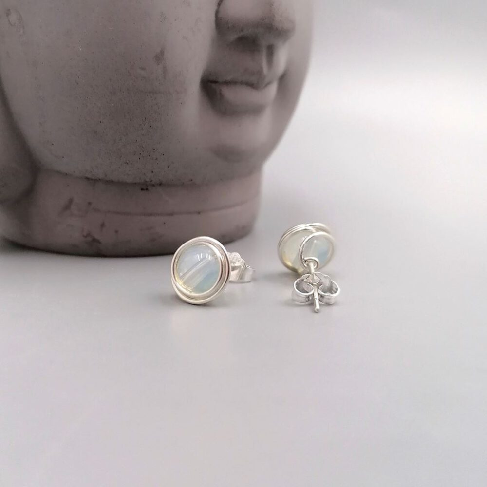Ohrstecker Mondstein 935 Silber