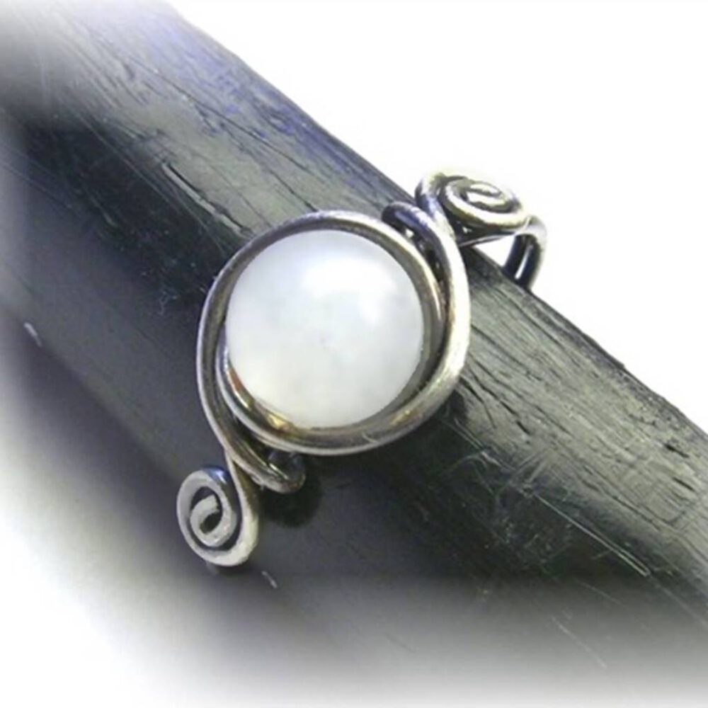 935 Silber Ring white Jade