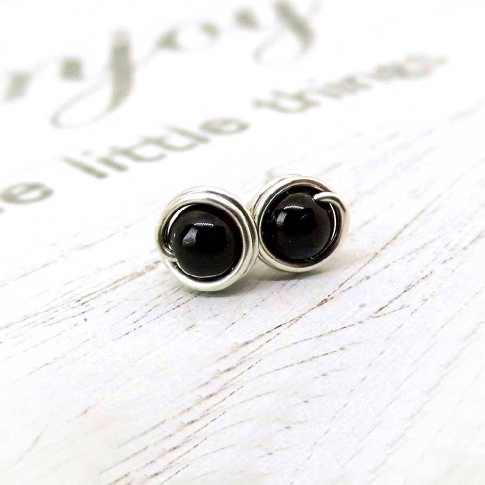 Mini Onyx Ohrstecker 935 Silber