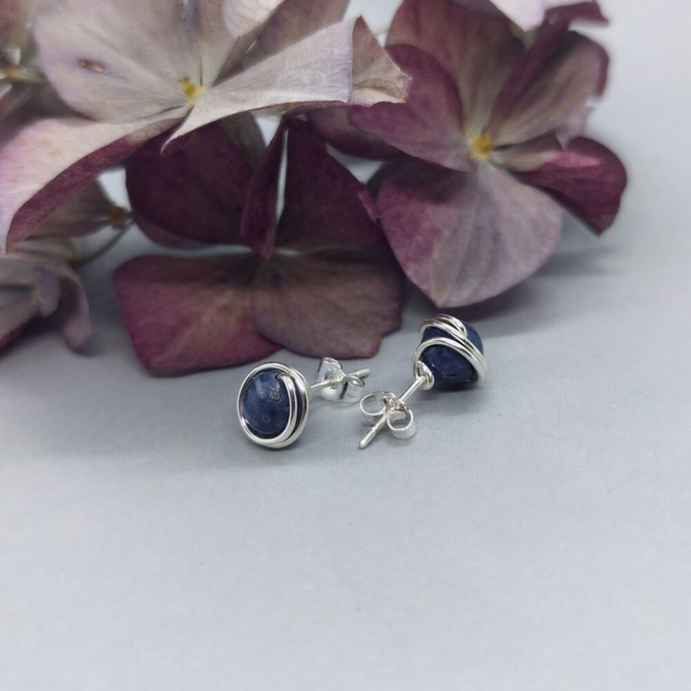 Ohrstecker blaue Koralle 935 Silber