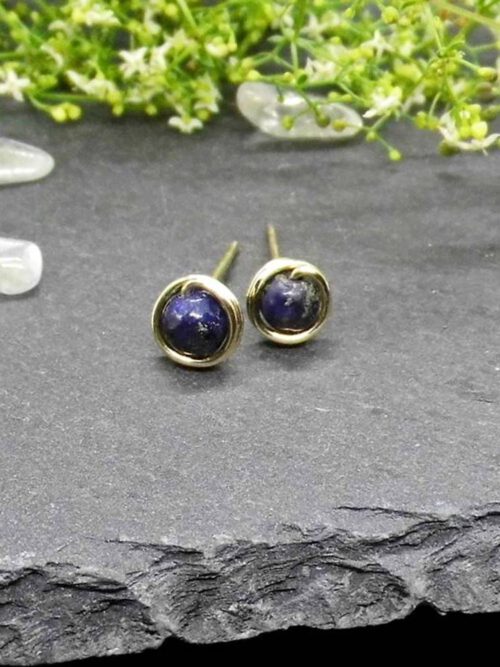Mini Lapislazuli Ohrstecker Goldfilled