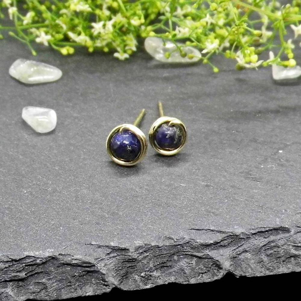 Mini Lapislazuli Ohrstecker Goldfilled