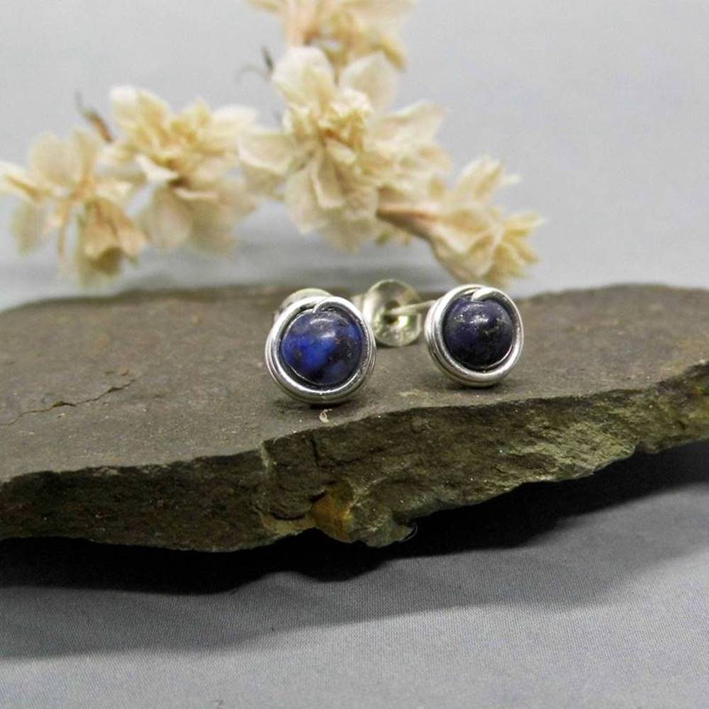 Mini Lapislazuli Ohrstecker 935 Silber