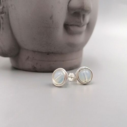 Ohrstecker Mondstein 935 Silber