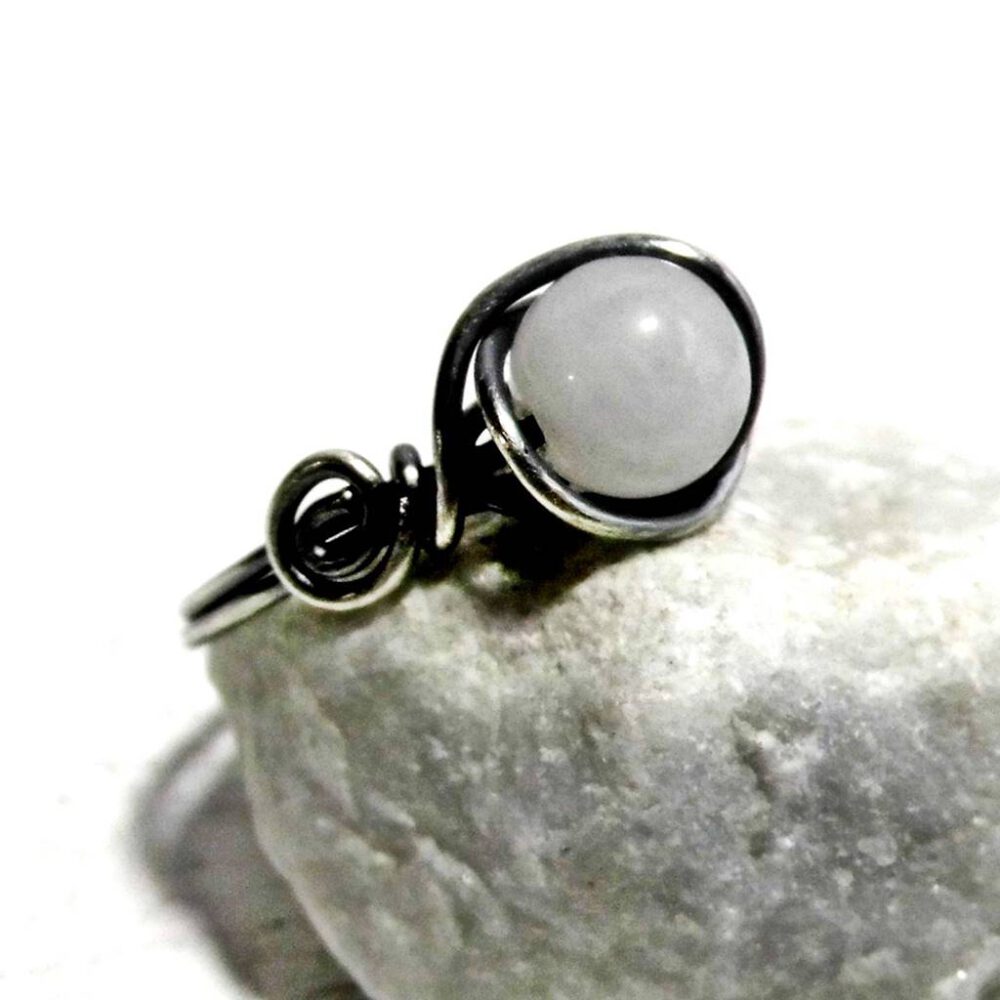 935 Silber Ring white Jade