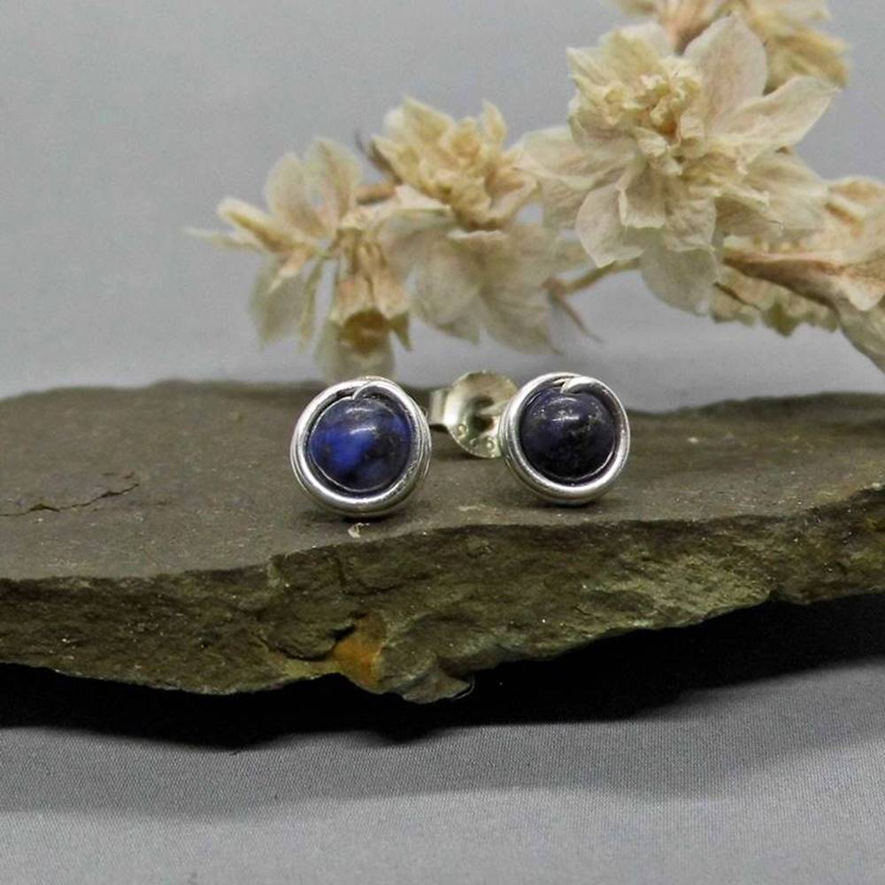 Mini Lapislazuli Ohrstecker 935 Silber