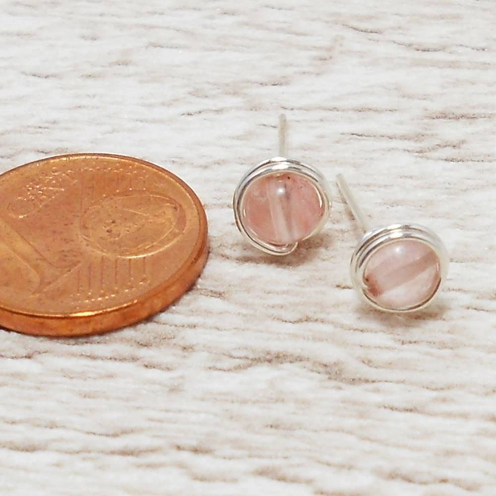 Mini Erdbeerquarz Ohrstecker 935 Silber