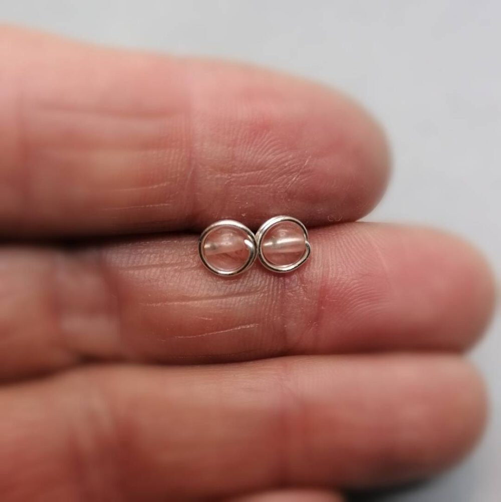 Mini Erdbeerquarz Ohrstecker 935 Silber