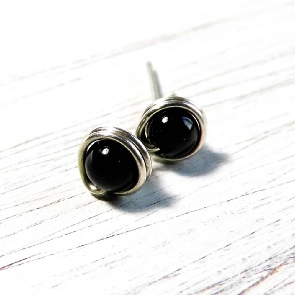 Mini Onyx Ohrstecker 935 Silber