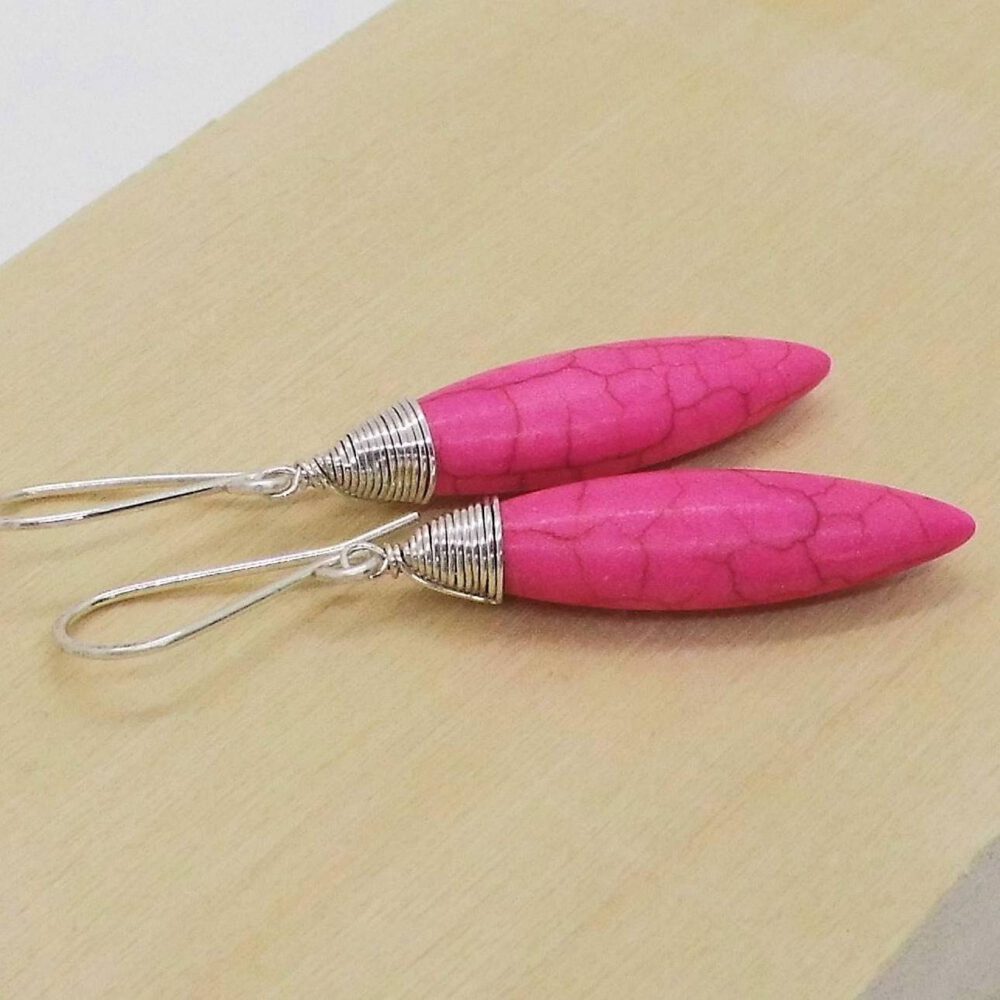 Howlith Tropfen Ohrhänger pink 935 Silber