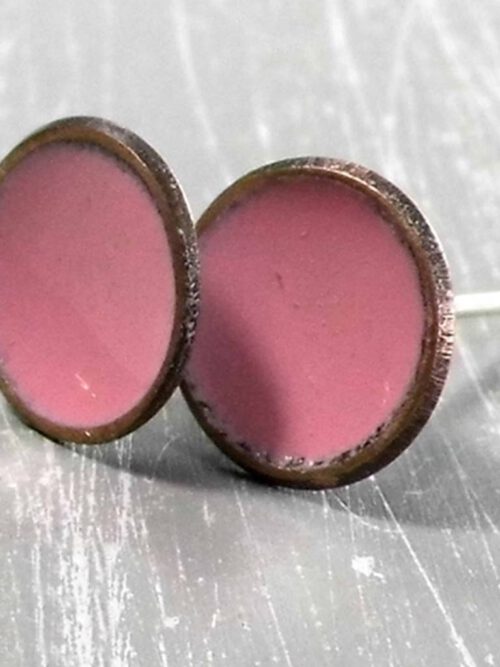 ohrstecker-kupfer-schalen-emailliert-rosa Emaillierte Ohrstecker rosa