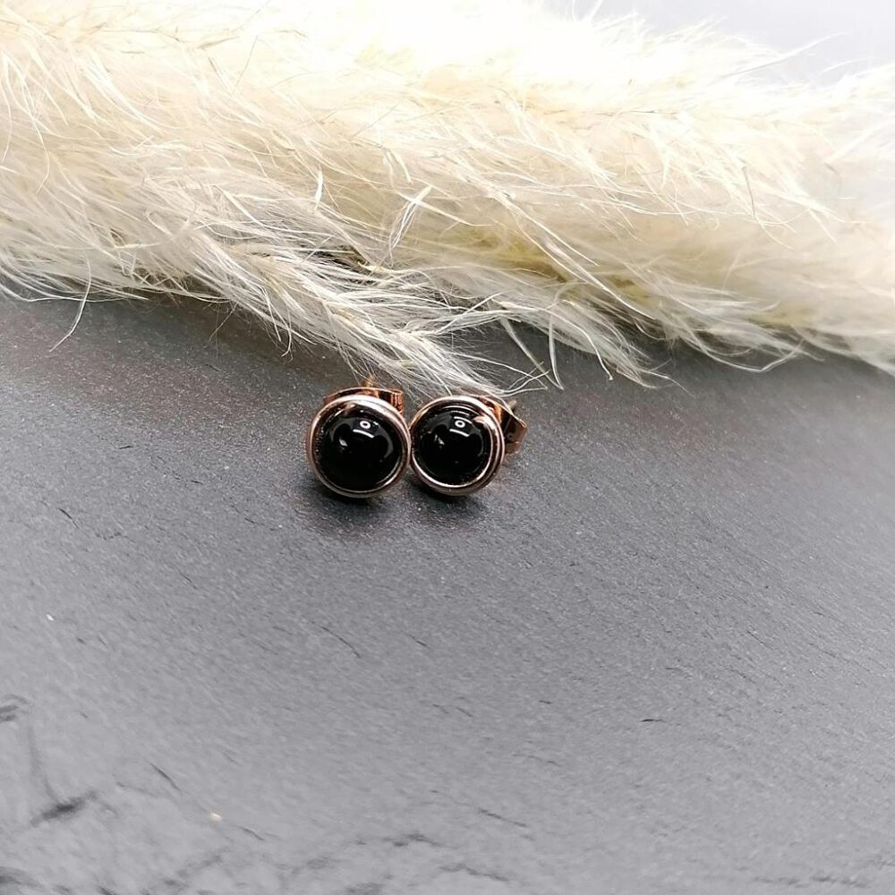 Onyx Ohrstecker Rosegoldfilled