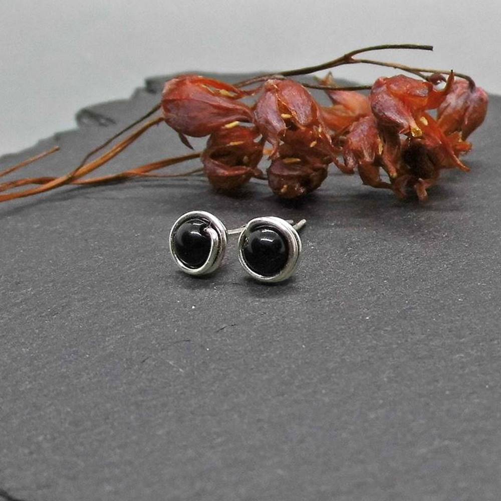 Mini Onyx Ohrstecker 935 Silber