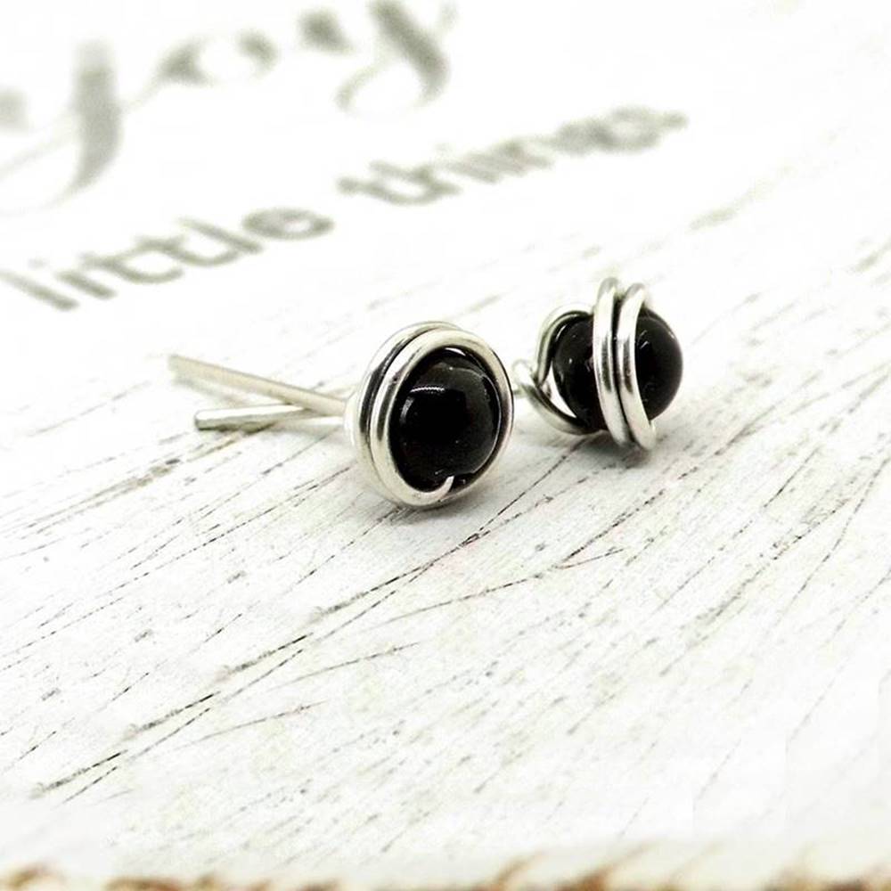 Mini Onyx Ohrstecker 935 Silber