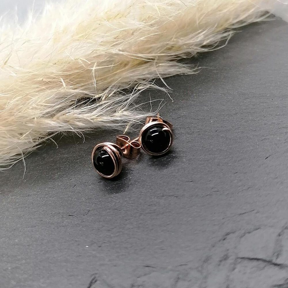 Onyx Ohrstecker Rosegoldfilled