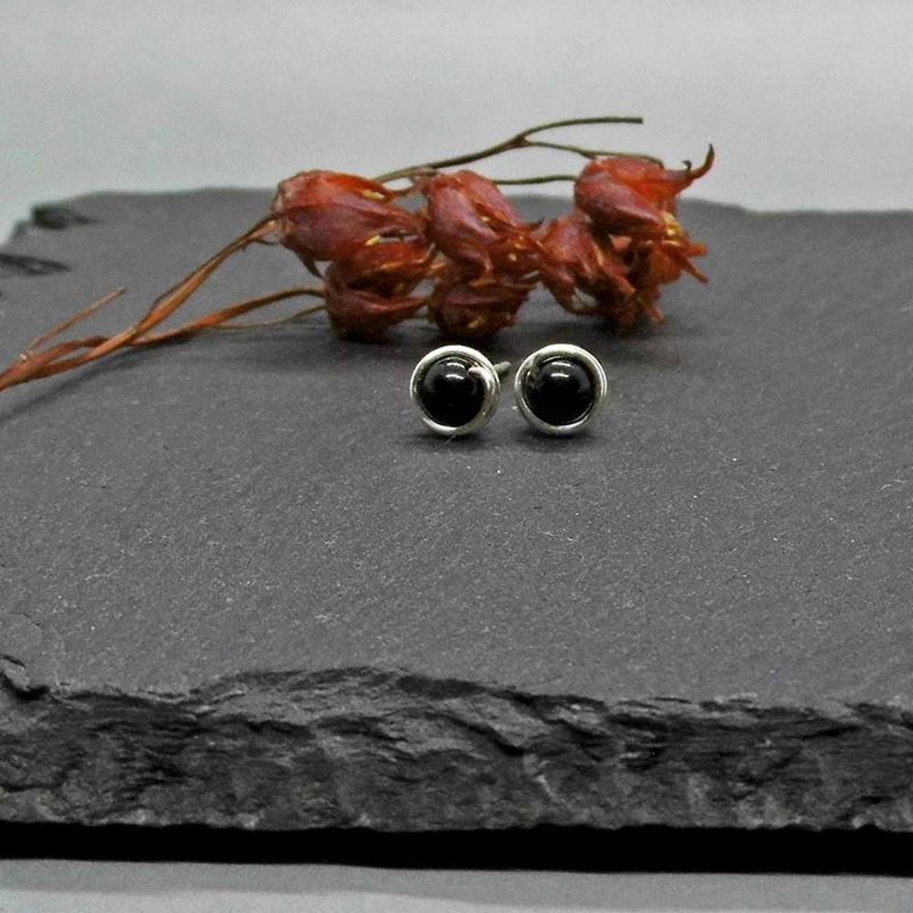 Mini Onyx Ohrstecker 935 Silber