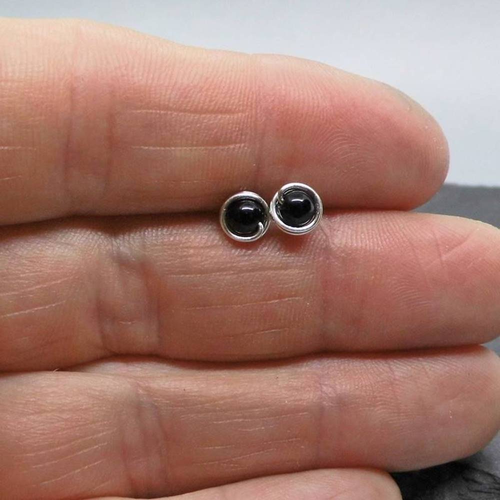 Mini Onyx Ohrstecker 935 Silber