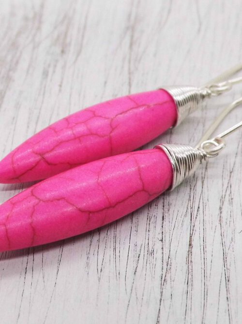 Howlith Tropfen Ohrhänger pink 935 Silber