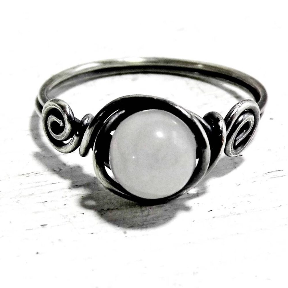 935 Silber Ring white Jade