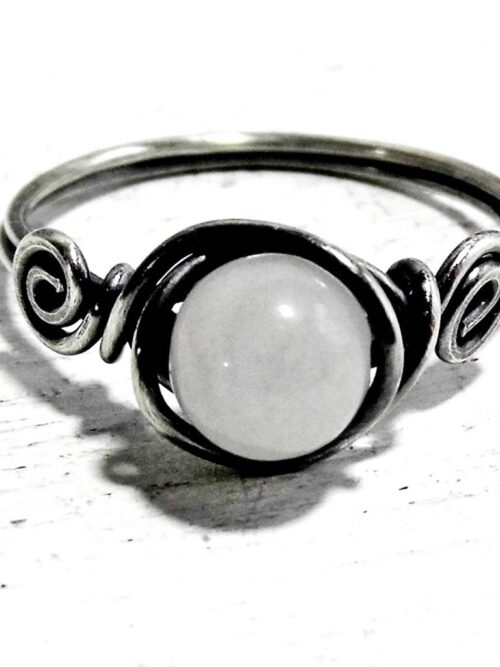 935 Silber Ring white Jade