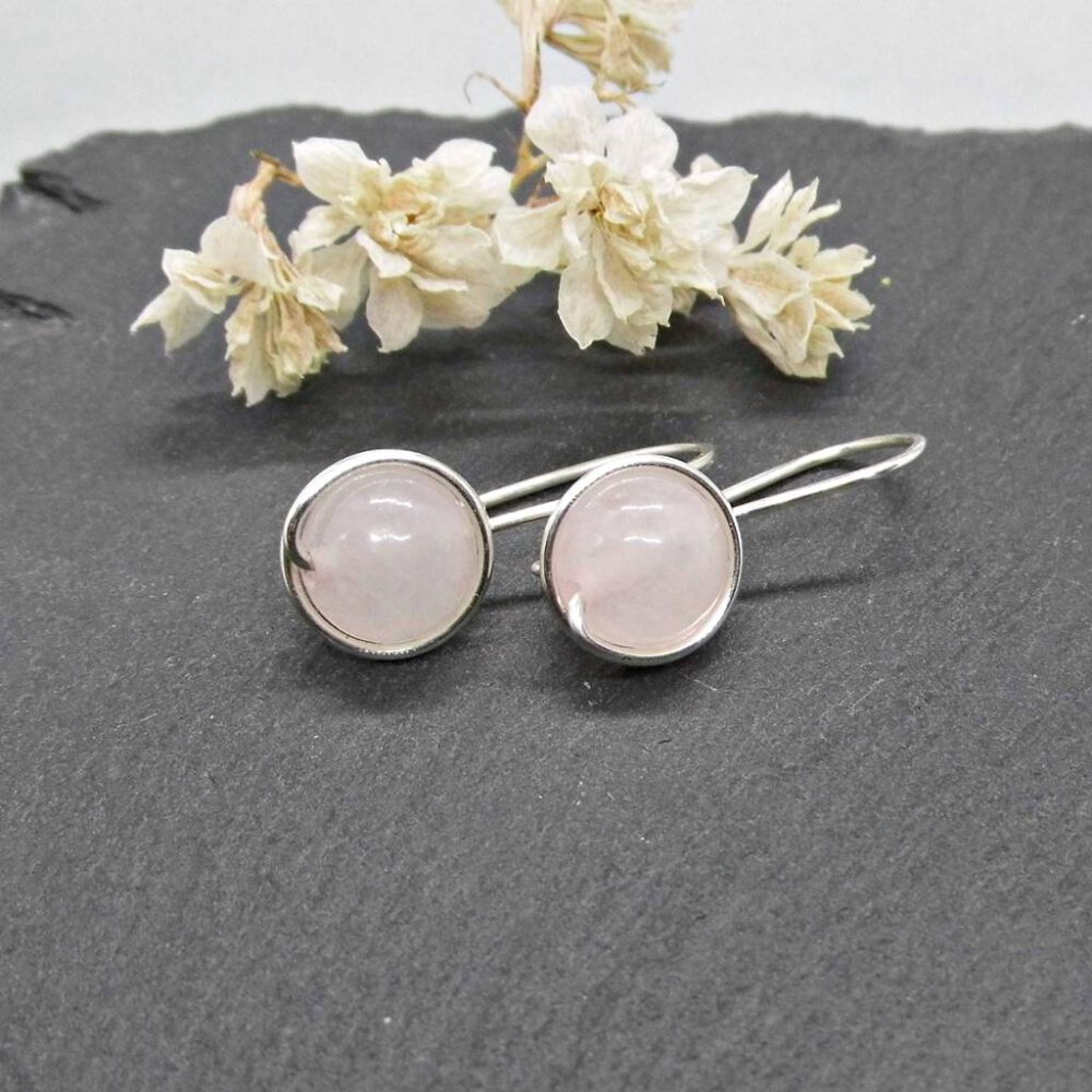 Rosenquarz Ohrringe 935 Silber