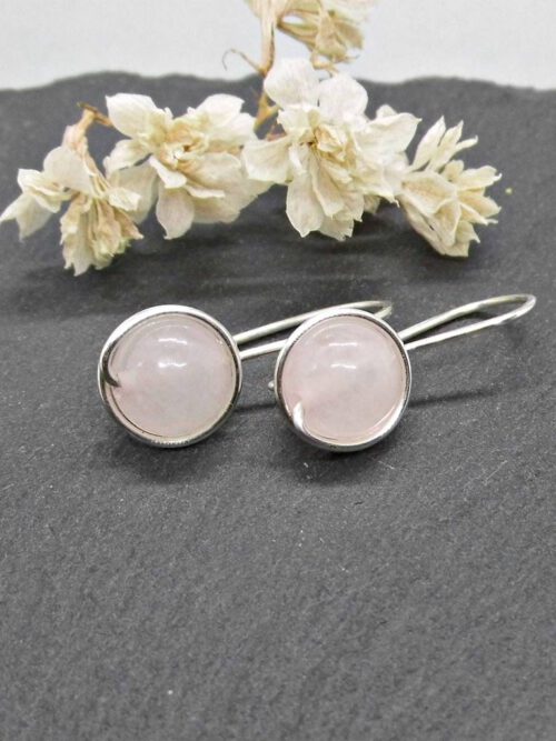 Rosenquarz Ohrringe 935 Silber