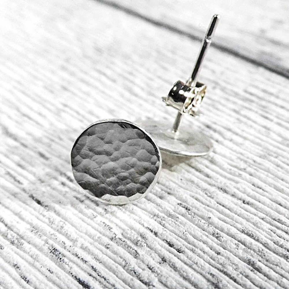Silber Ohrstecker gehämmerte Scheiben