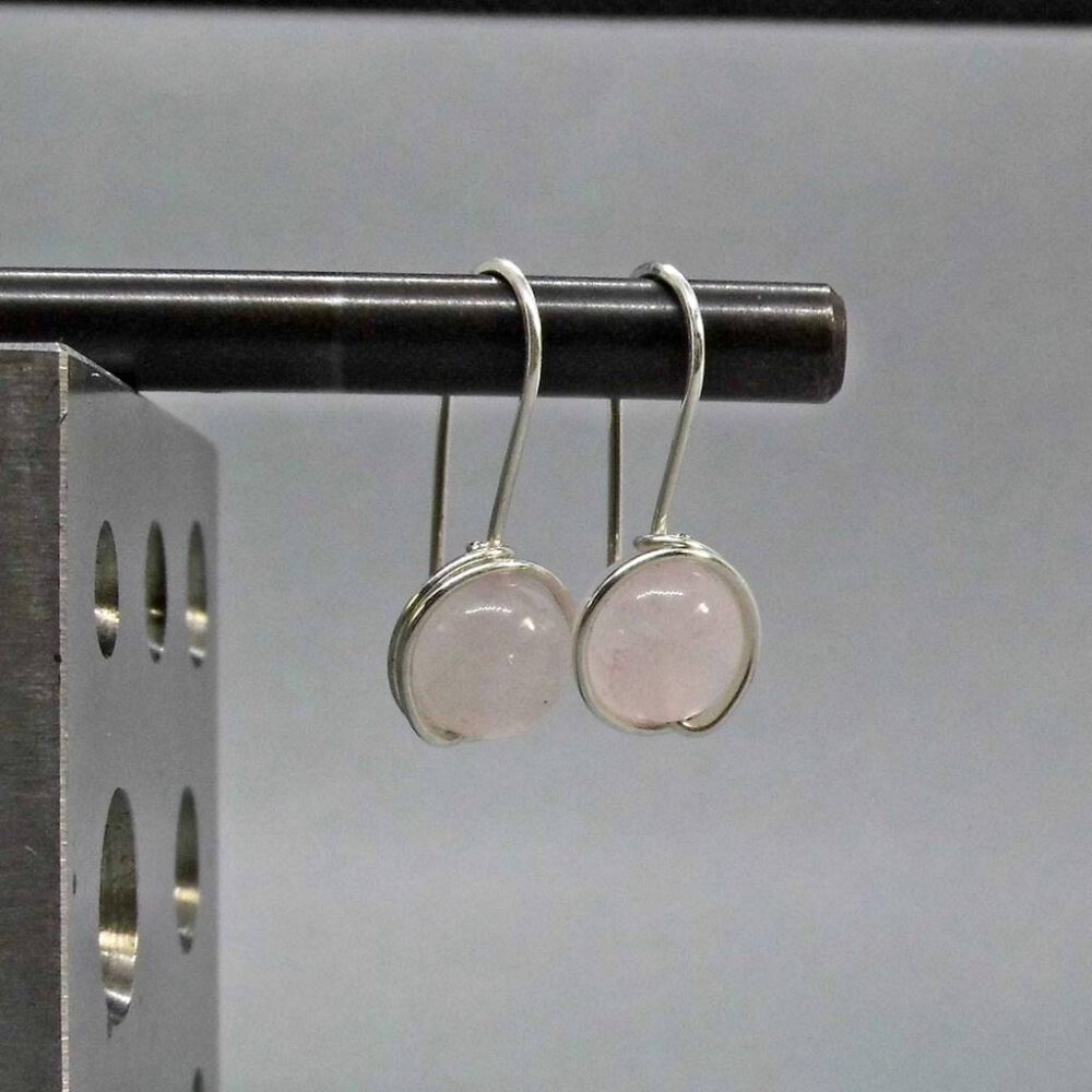 Rosenquarz Ohrringe 935 Silber