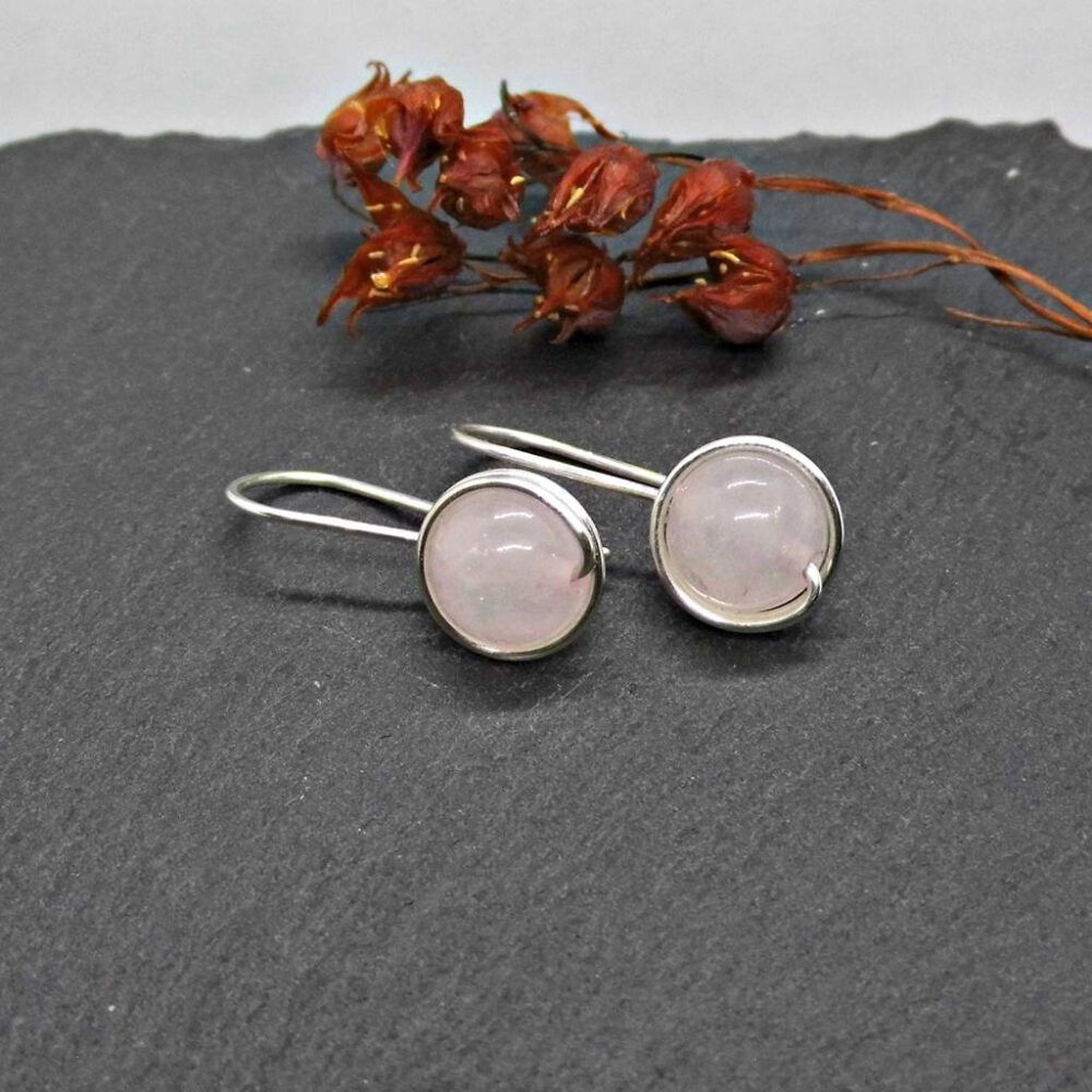 Rosenquarz Ohrringe 935 Silber
