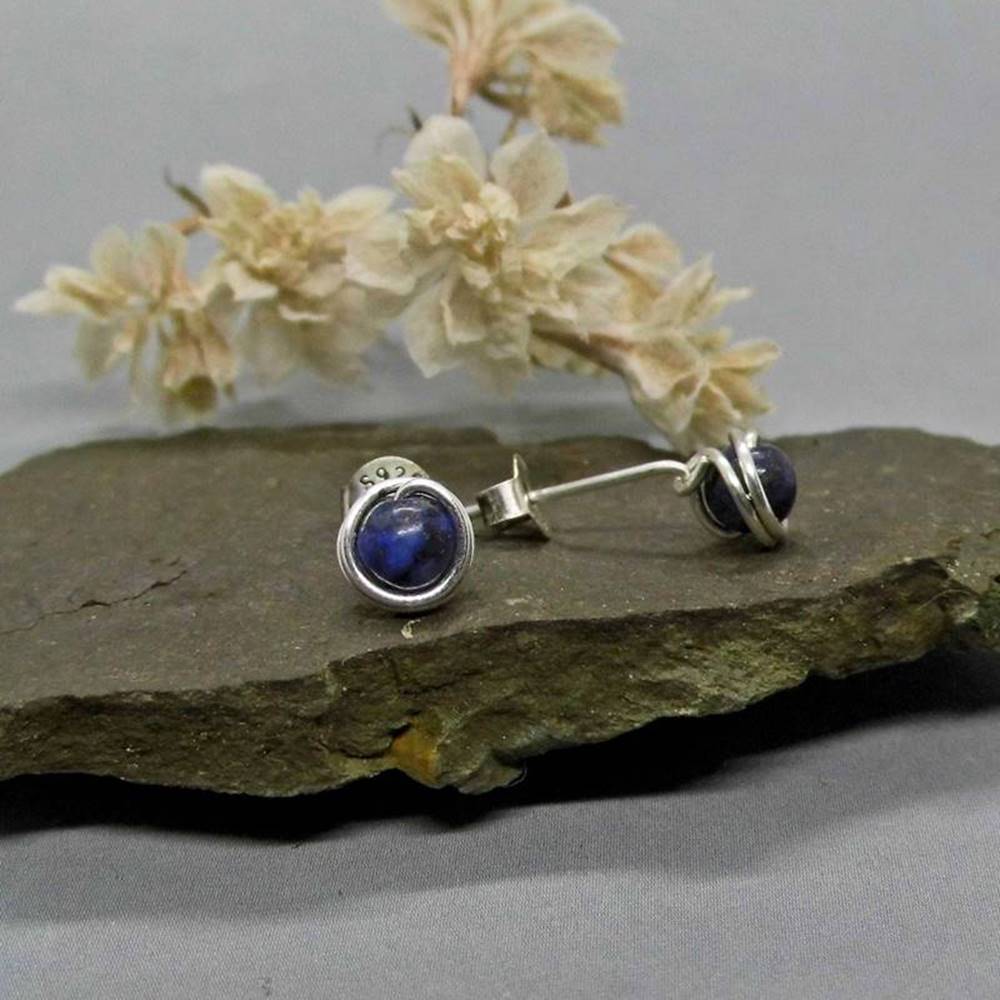 Mini Lapislazuli Ohrstecker 935 Silber