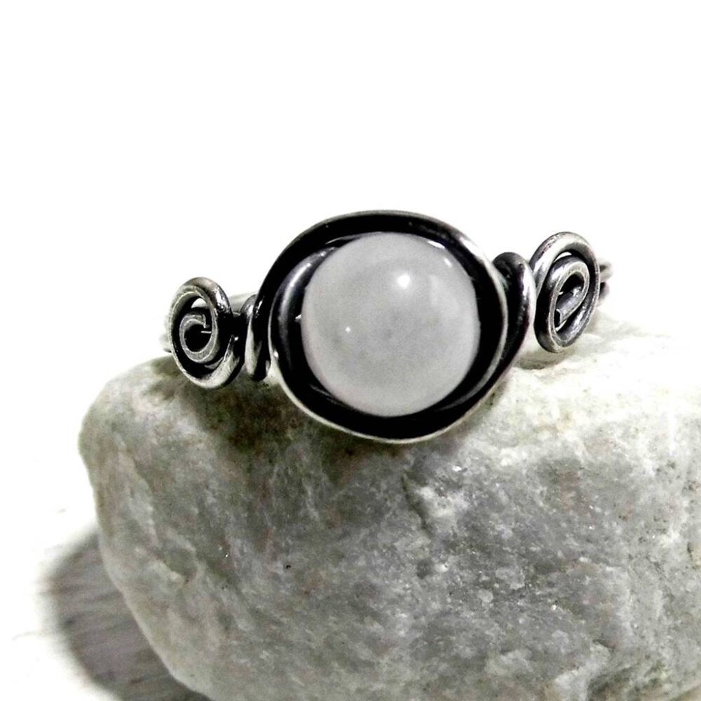 935 Silber Ring white Jade